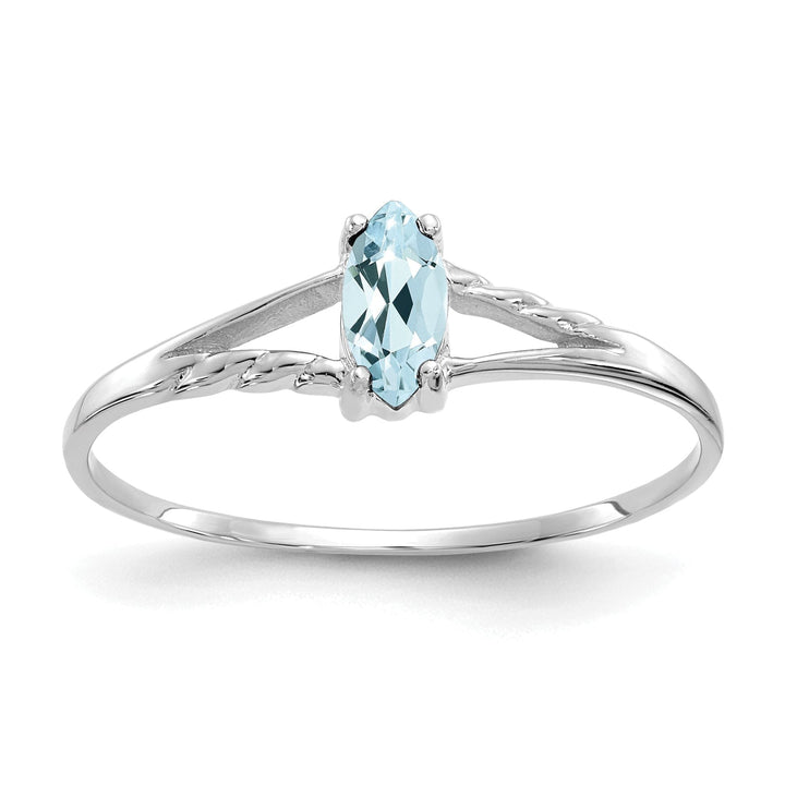 14k White Gold Polished Aquamarine Birthstone Ring