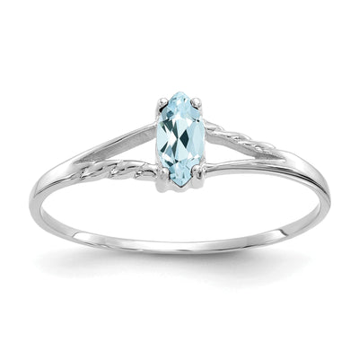 14k White Gold Polished Aquamarine Birthstone Ring at $ 77.2 only from Jewelryshopping.com