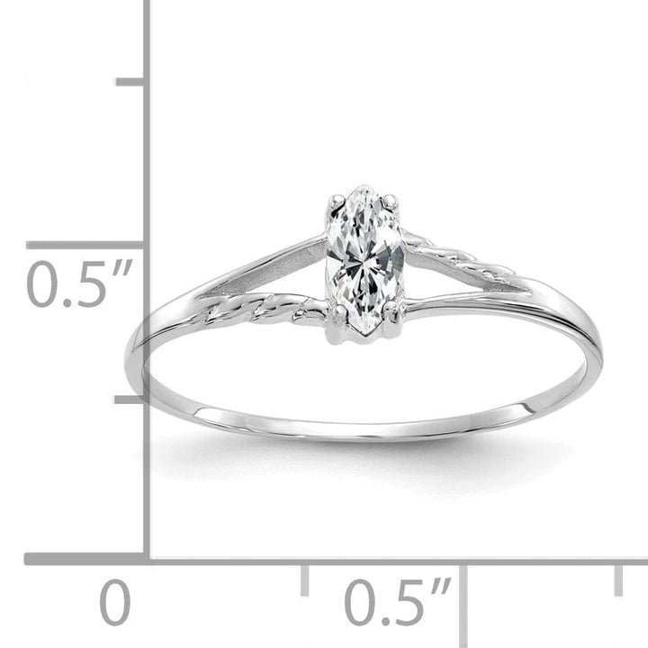 14k White Gold Genuine White Topaz Birthstone Ring