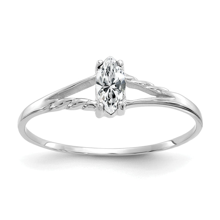 14k White Gold Genuine White Topaz Birthstone Ring