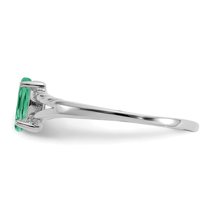 14k White Gold Polished Emerald Birthstone Ring