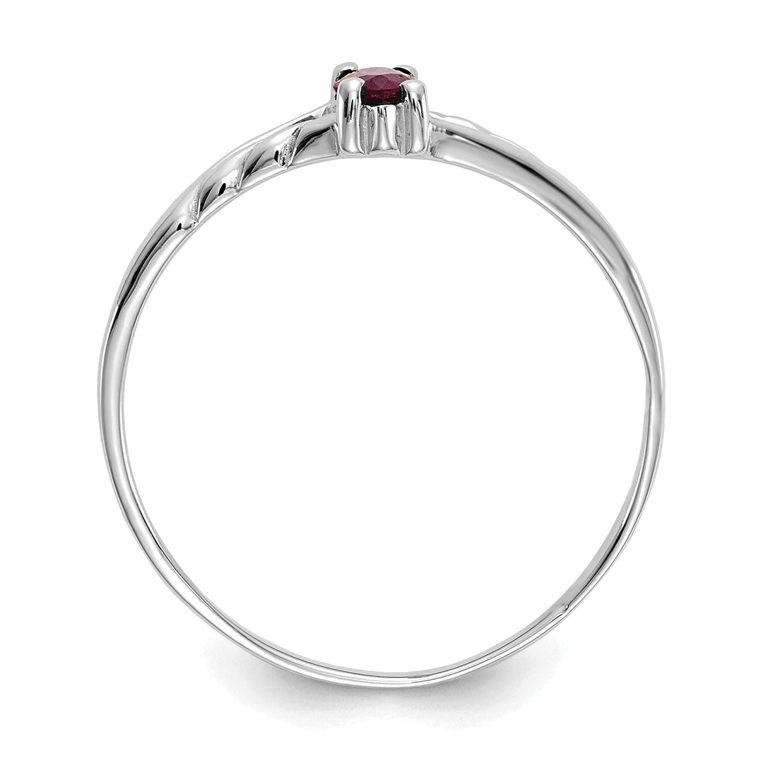 14k White Gold Polished Ruby Birthstone Ring