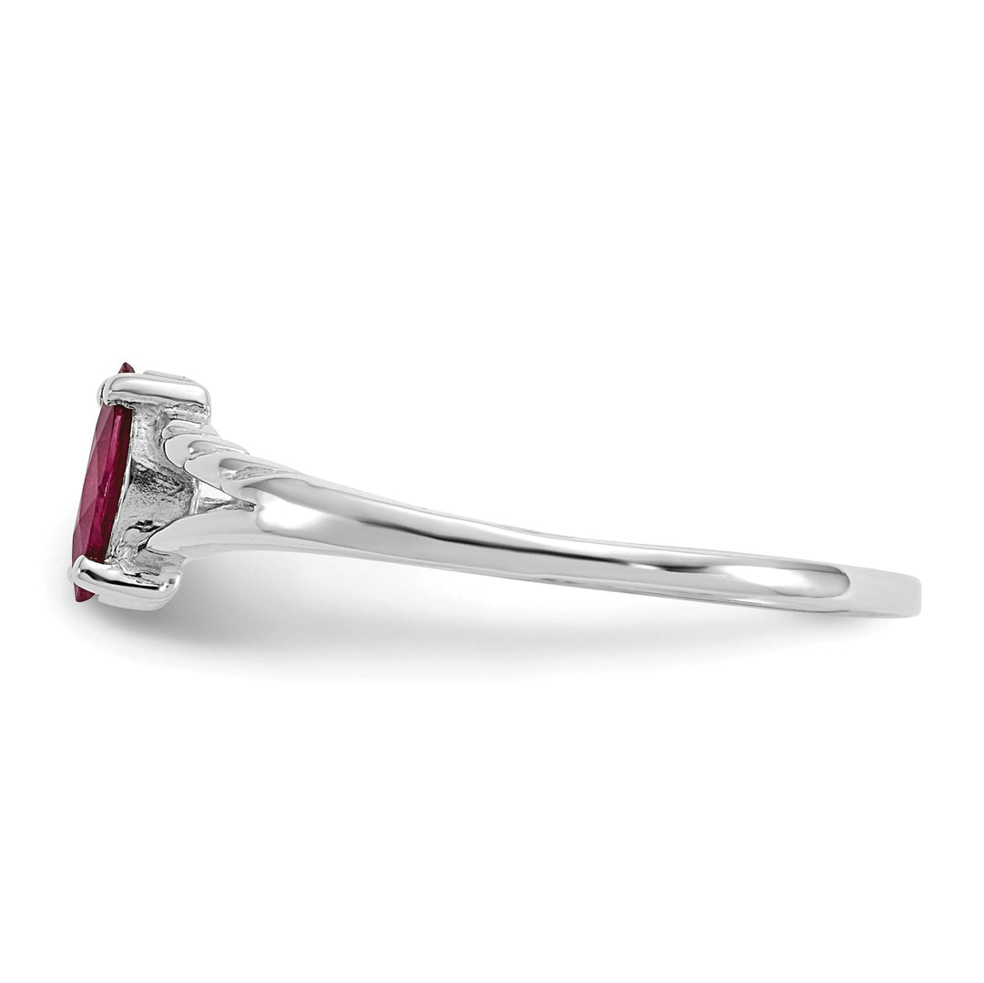 14k White Gold Polished Ruby Birthstone Ring