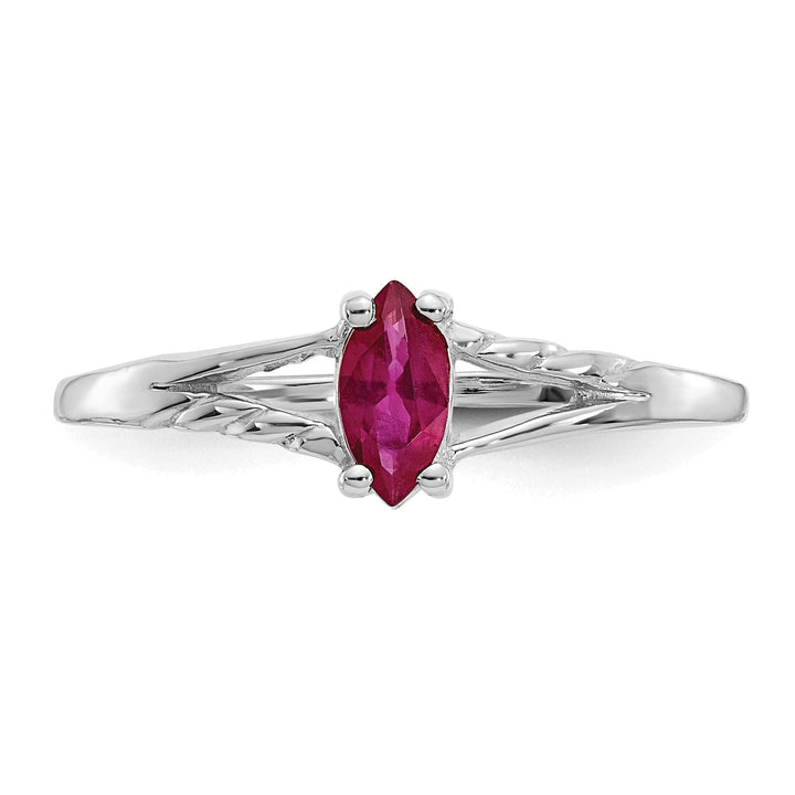 14k White Gold Polished Ruby Birthstone Ring