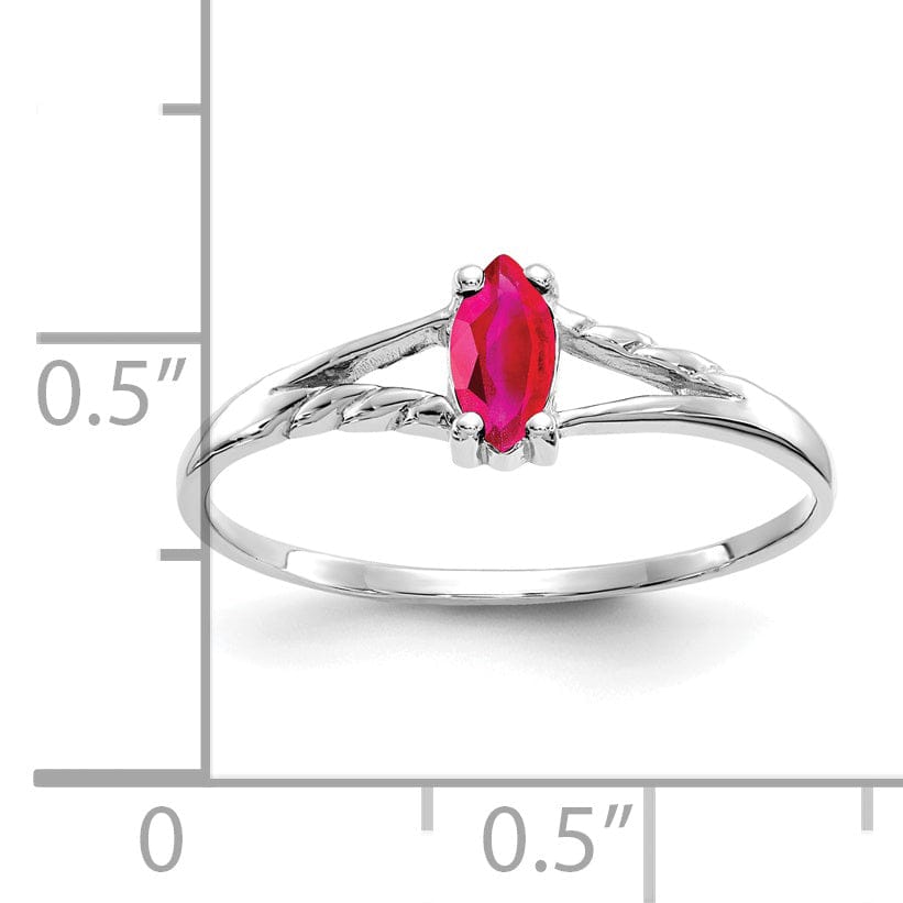 14k White Gold Polished Ruby Birthstone Ring