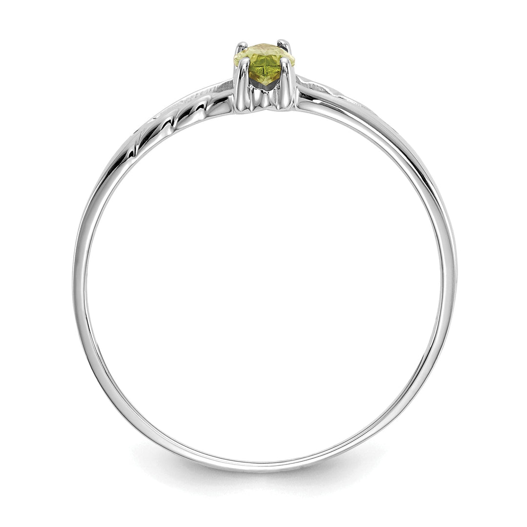 14k White Gold Polished Peridot Birthstone Ring