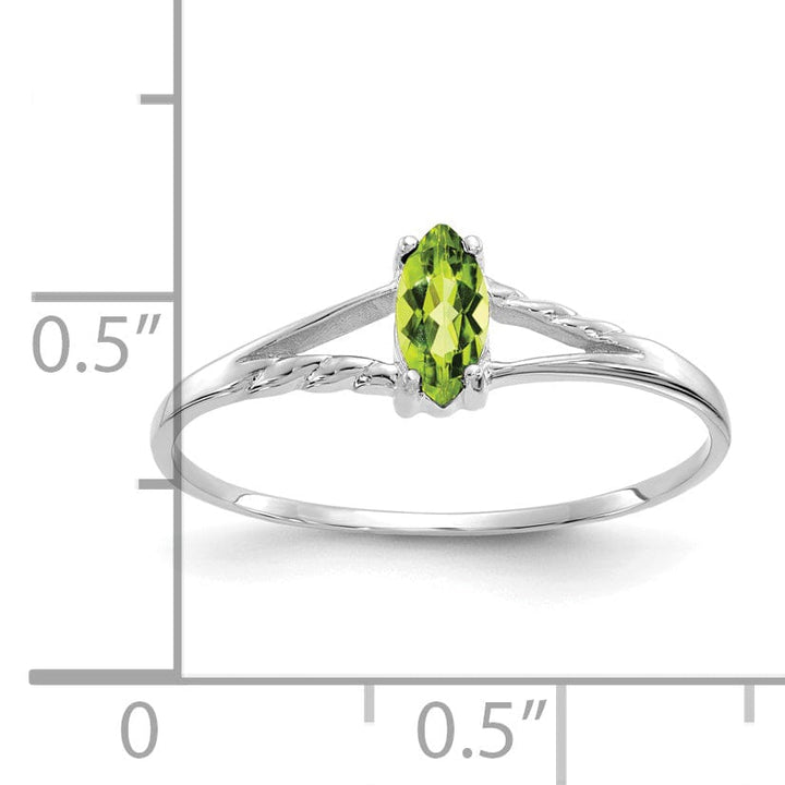 14k White Gold Polished Peridot Birthstone Ring