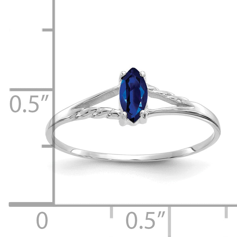 14k White Gold Polished Sapphire Birthstone Ring