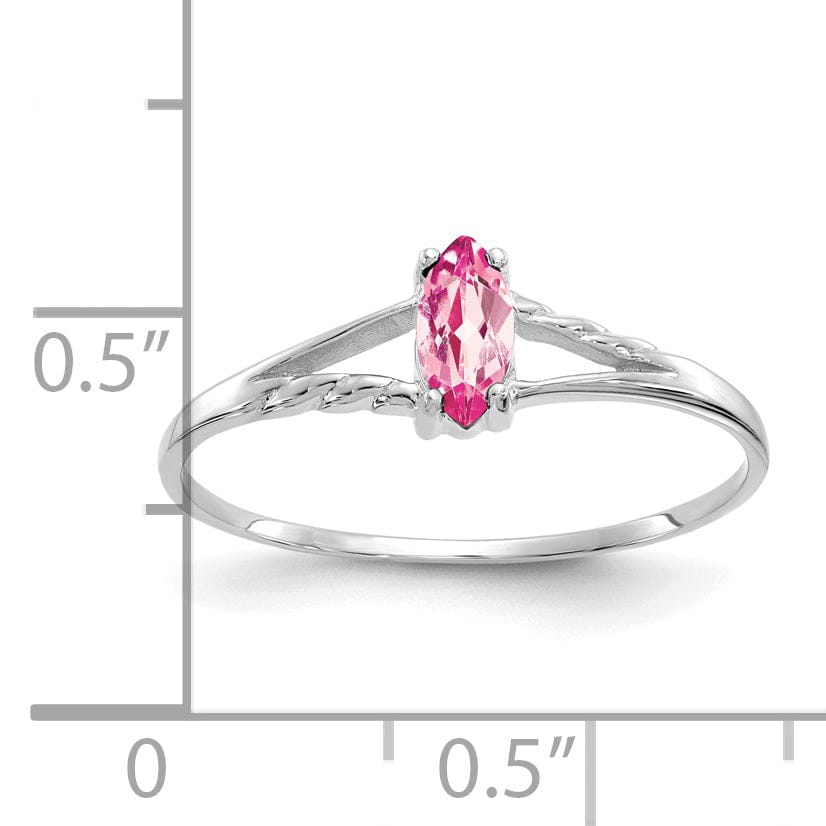 14k White Gold Pink Tourmaline Birthstone Ring