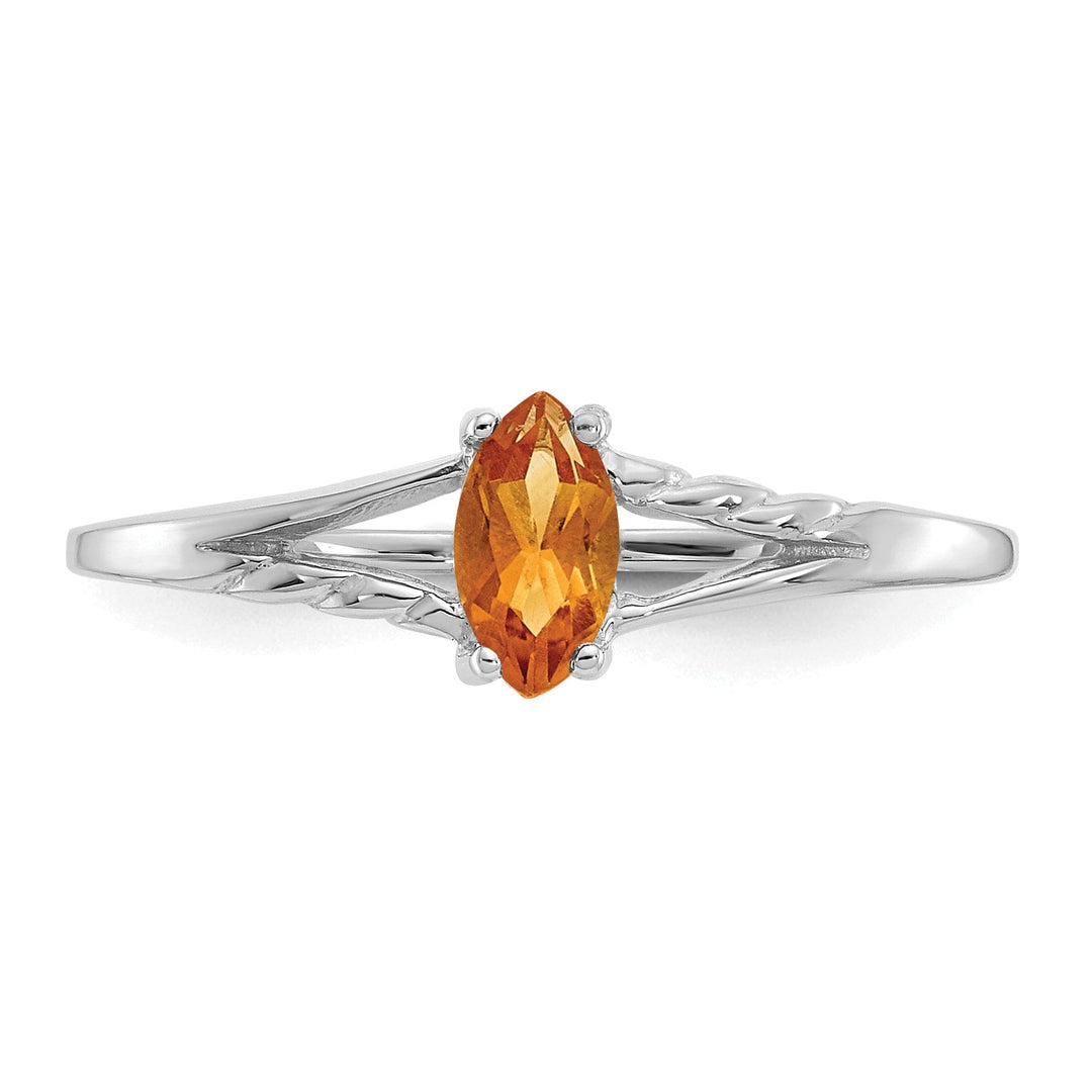 14k White Gold Polished Citrine Birthstone Ring