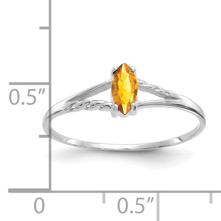 14k White Gold Polished Citrine Birthstone Ring