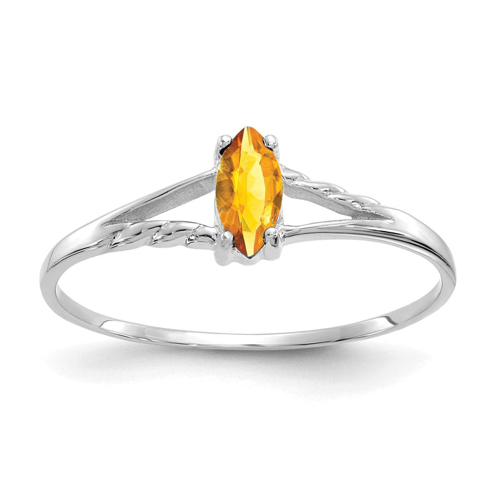 14k White Gold Polished Citrine Birthstone Ring