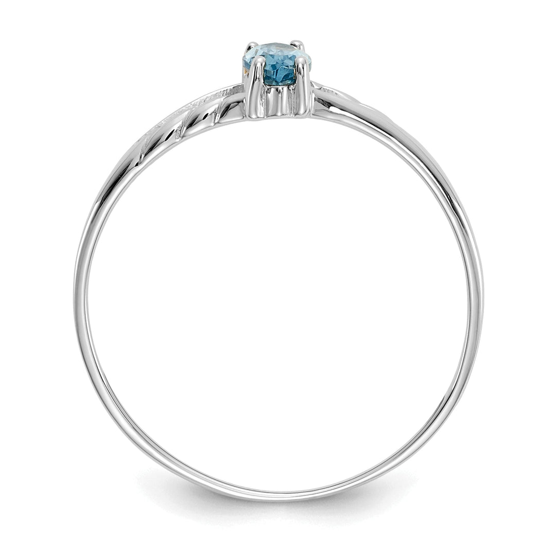 14k White Gold Polished Blue Topaz Birthstone Ring