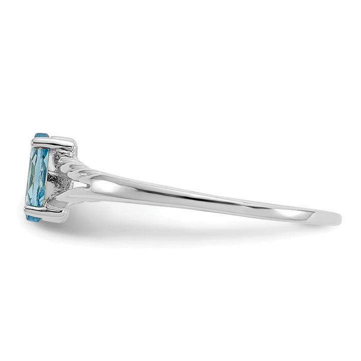 14k White Gold Polished Blue Topaz Birthstone Ring