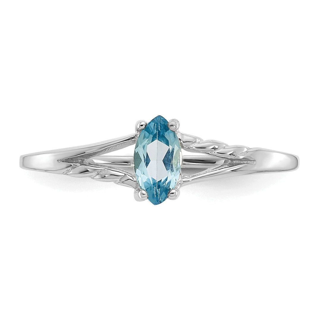 14k White Gold Polished Blue Topaz Birthstone Ring