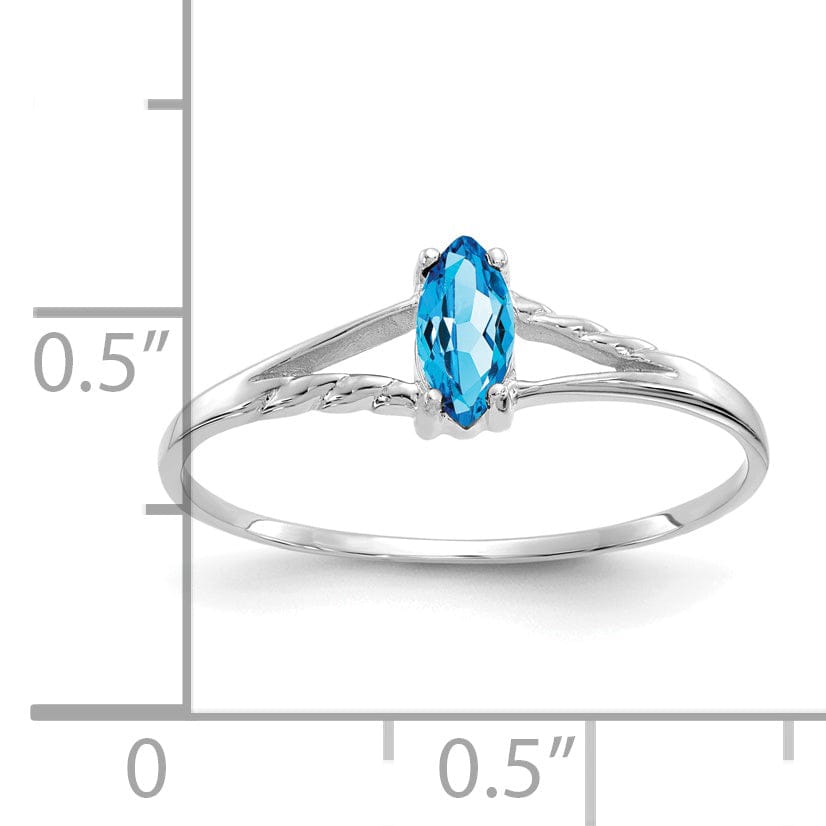 14k White Gold Polished Blue Topaz Birthstone Ring