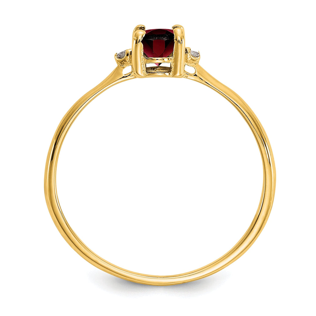 14k Yellow Gold Diamond Garnet Birthstone Ring