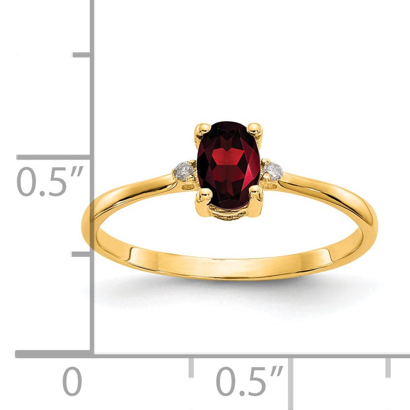 14k Yellow Gold Diamond Garnet Birthstone Ring