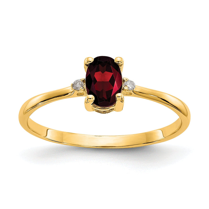 14k Yellow Gold Diamond Garnet Birthstone Ring