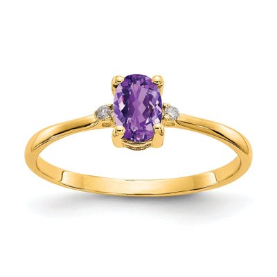 14k Yellow Gold Diamond Amethyst Birthstone Ring at $ 147.92 only from Jewelryshopping.com