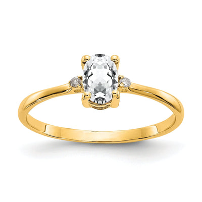 14k Yellow Gold Diamond White Topaz Ring at $ 141.51 only from Jewelryshopping.com