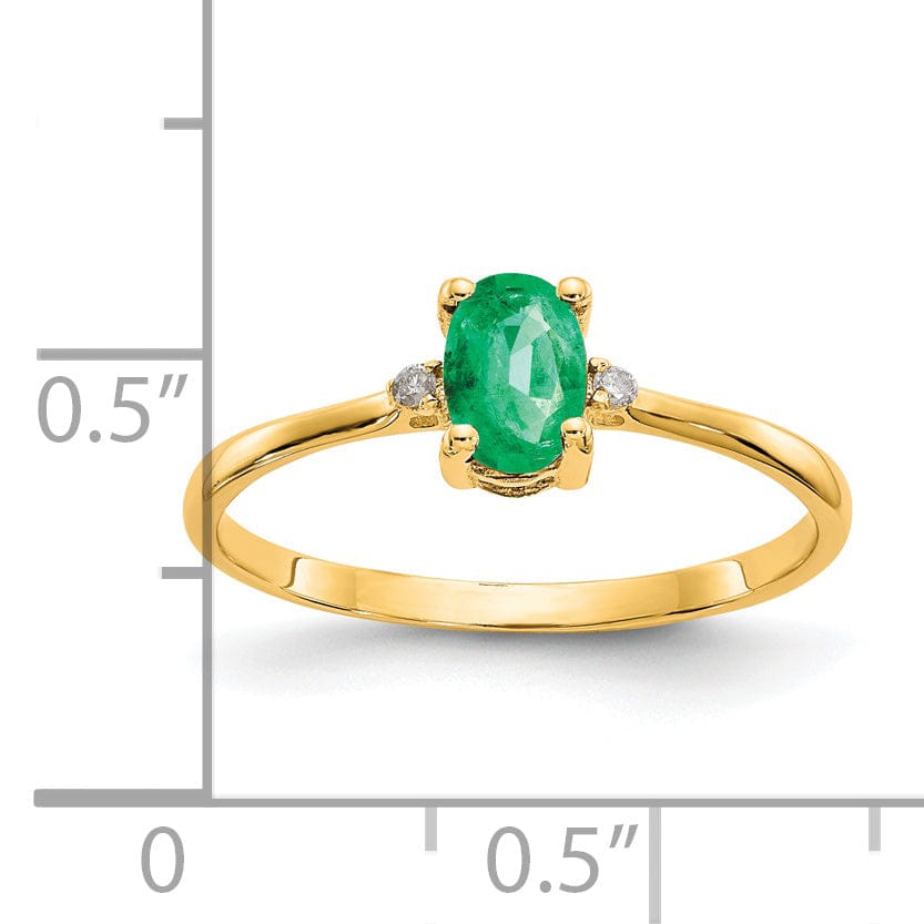 14k Yellow Gold Diamond Emerald Birthstone Ring