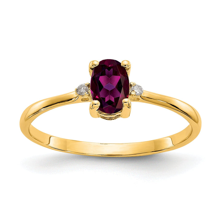 14k Yellow Gold Diamond Garnet Birthstone Ring