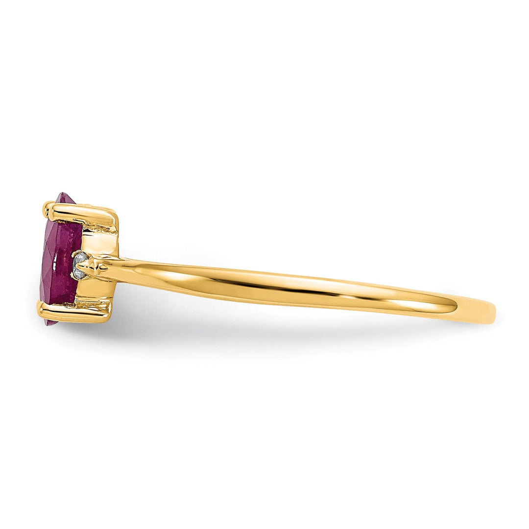 14k Yellow Gold Diamond Ruby Birthstone Ring