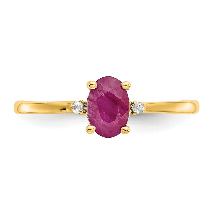 14k Yellow Gold Diamond Ruby Birthstone Ring