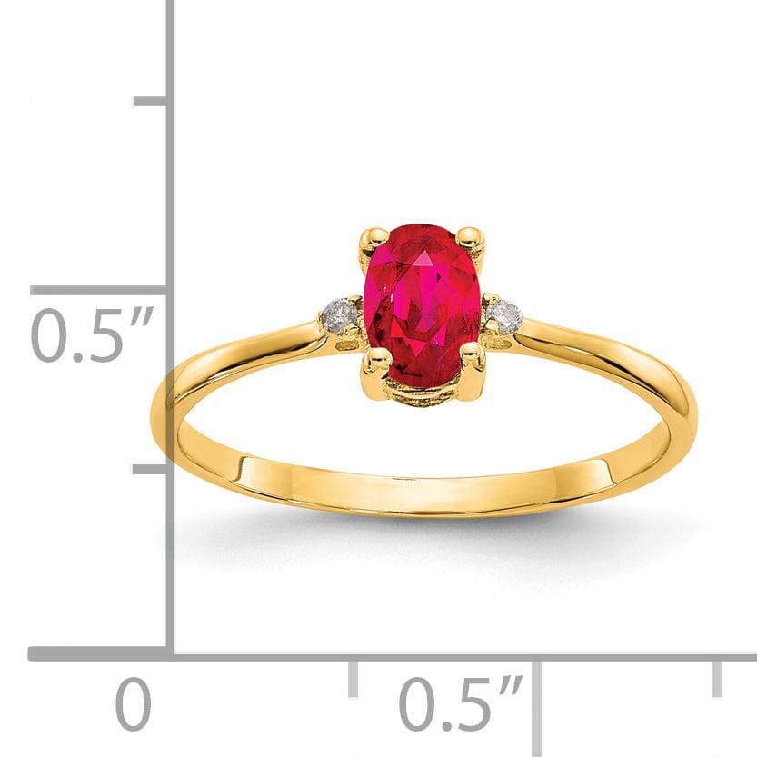 14k Yellow Gold Diamond Ruby Birthstone Ring