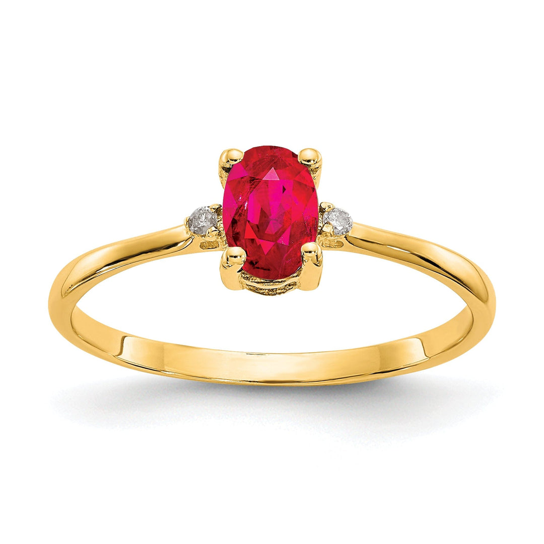 14k Yellow Gold Diamond Ruby Birthstone Ring