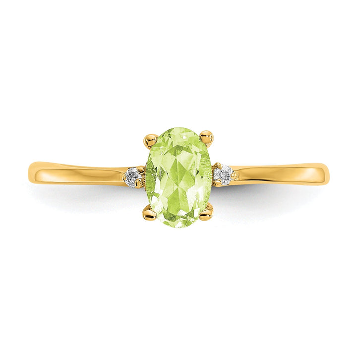 14k Yellow Gold Diamond Peridot Birthstone Ring