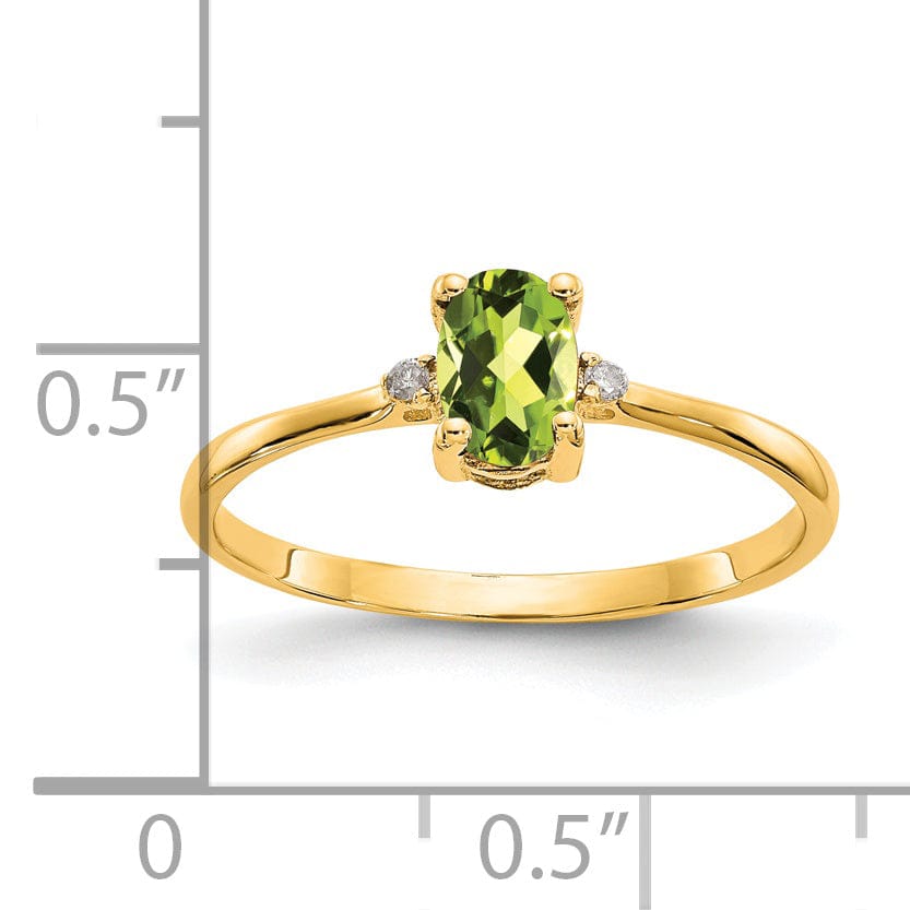 14k Yellow Gold Diamond Peridot Birthstone Ring