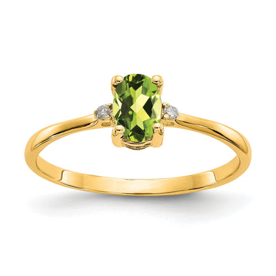 14k Yellow Gold Diamond Peridot Birthstone Ring at $ 142.93 only from Jewelryshopping.com