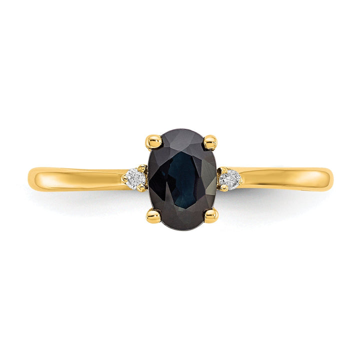 14k Yellow Gold Diamond Sapphire Birthstone Ring