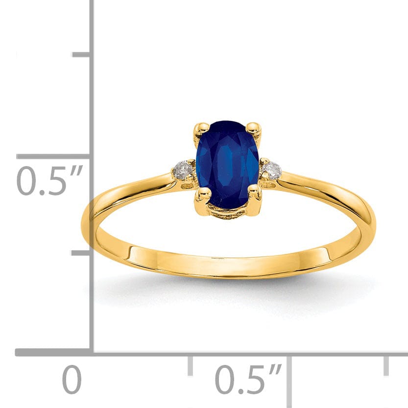 14k Yellow Gold Diamond Sapphire Birthstone Ring