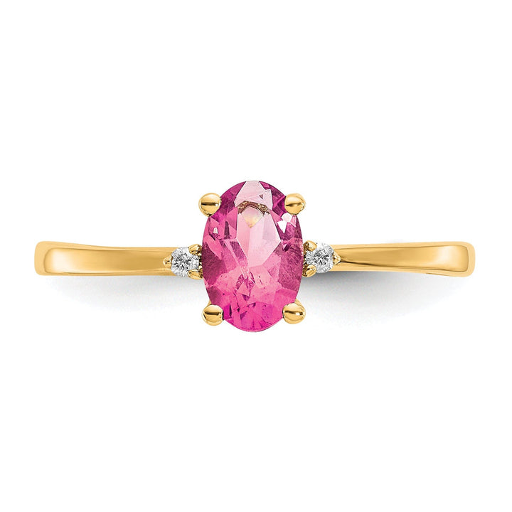 14k Yellow Gold Diamond Pink Tourmaline Ring