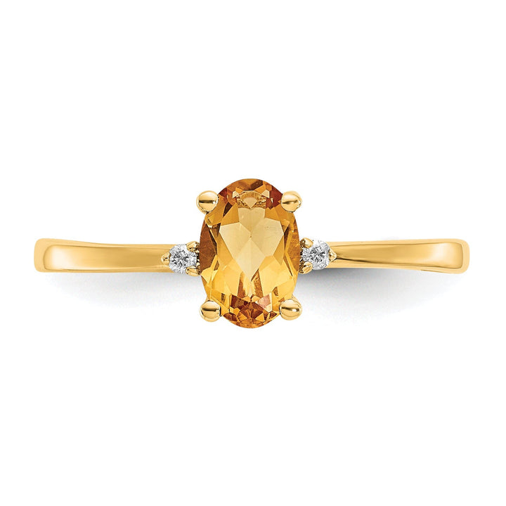 14k Yellow Gold Diamond Citrine Birthstone Ring