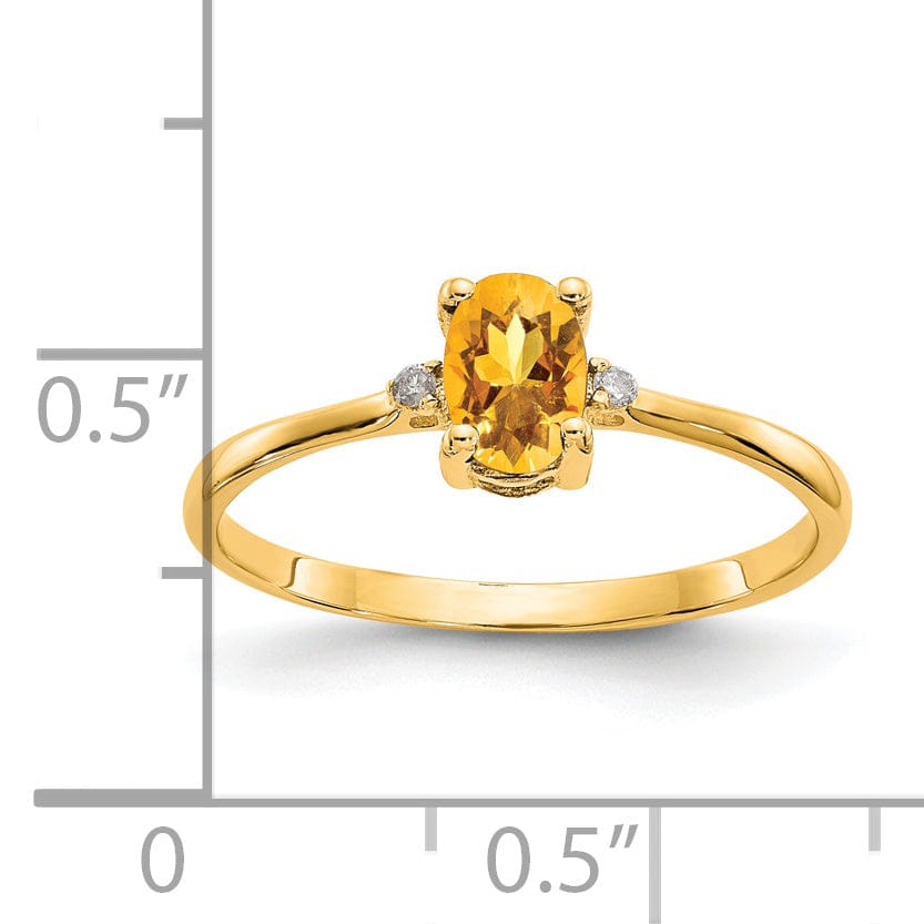 14k Yellow Gold Diamond Citrine Birthstone Ring
