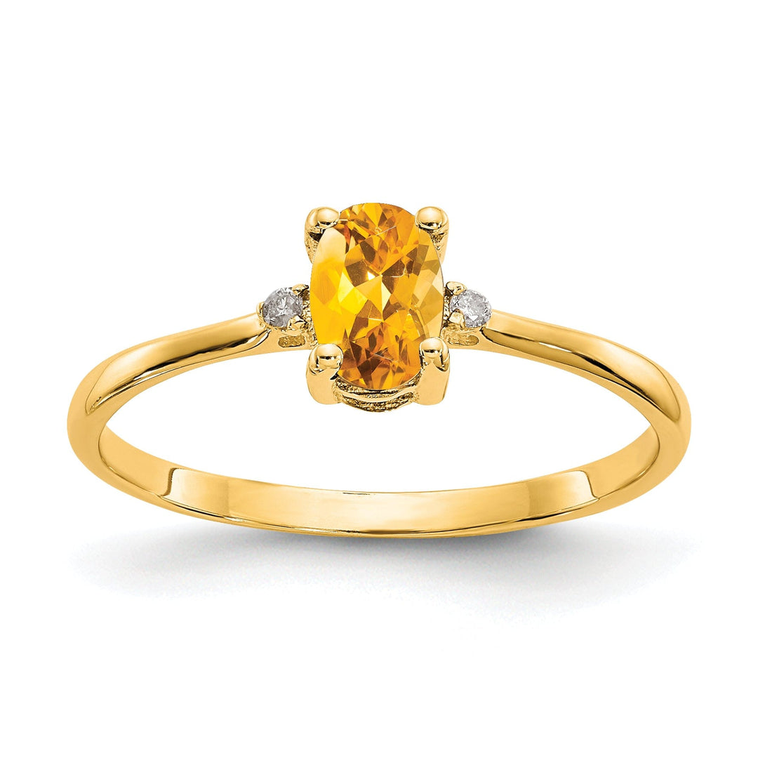 14k Yellow Gold Diamond Citrine Birthstone Ring