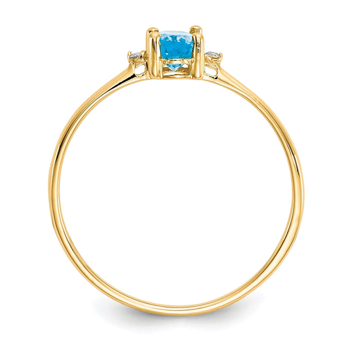 14k Yellow Gold Diamond Blue Topaz Ring