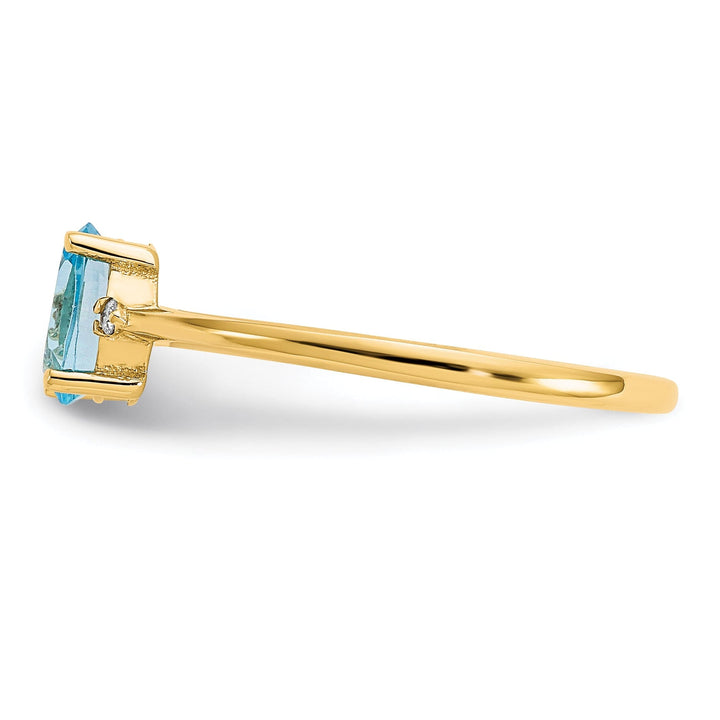 14k Yellow Gold Diamond Blue Topaz Ring