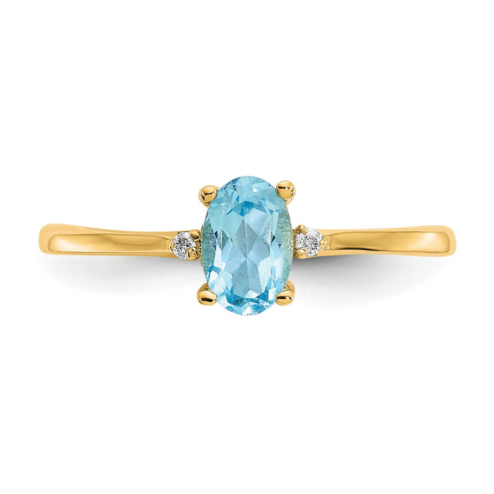 14k Yellow Gold Diamond Blue Topaz Ring