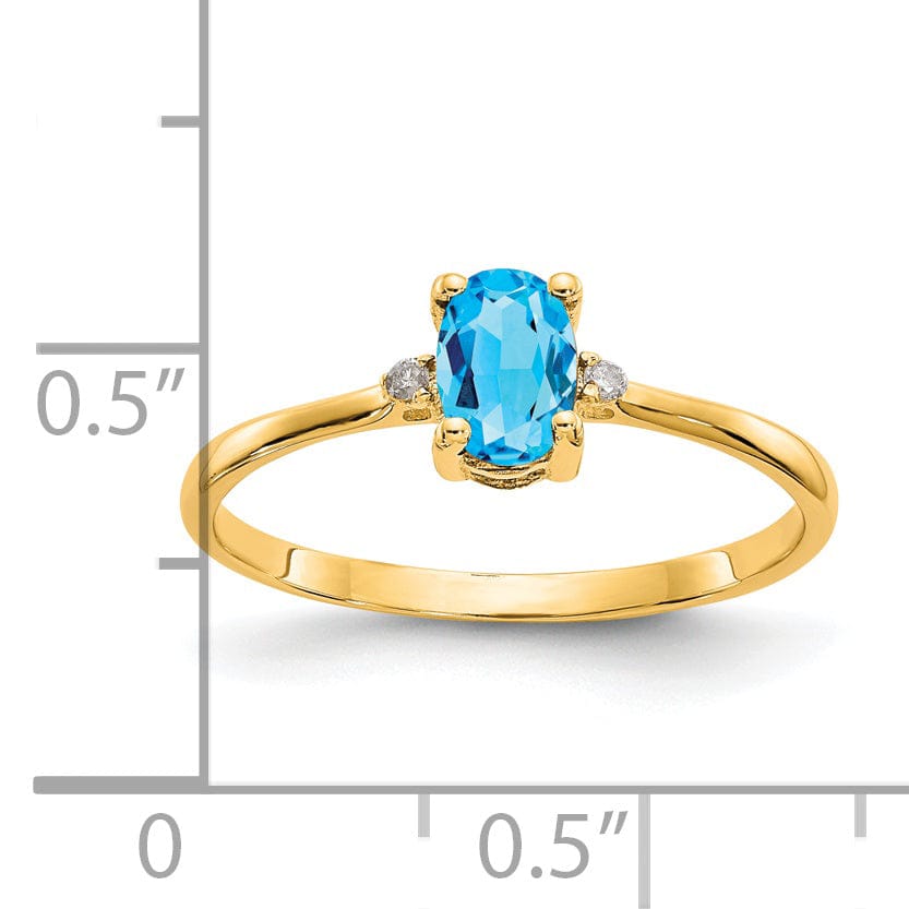 14k Yellow Gold Diamond Blue Topaz Ring