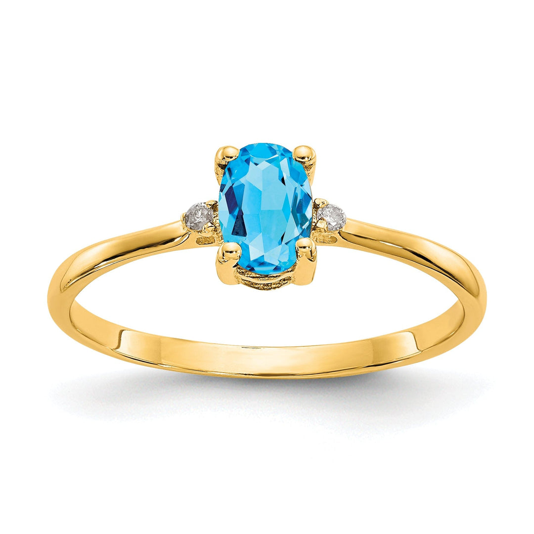 14k Yellow Gold Diamond Blue Topaz Ring