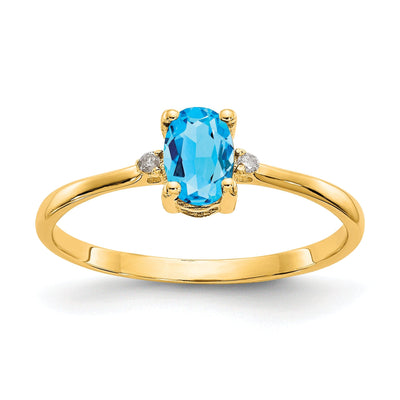 14k Yellow Gold Diamond Blue Topaz Ring at $ 145.08 only from Jewelryshopping.com