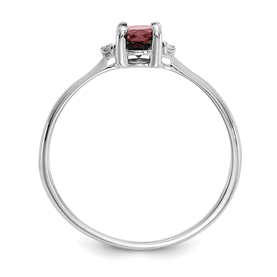 14k White Gold Diamond Garnet Birthstone Ring