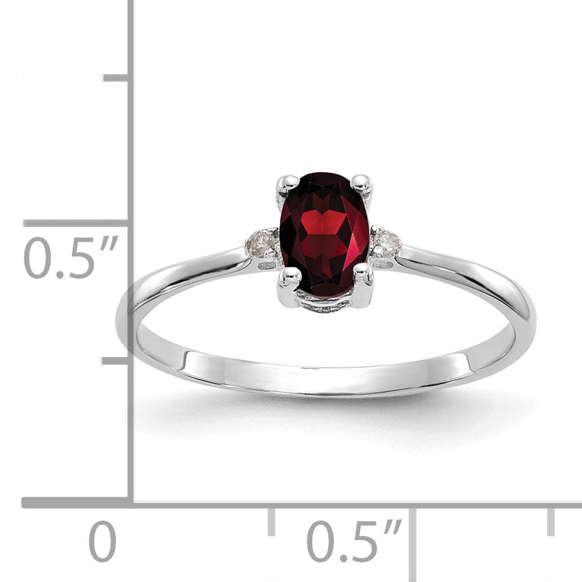 14k White Gold Diamond Garnet Birthstone Ring