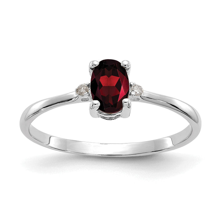 14k White Gold Diamond Garnet Birthstone Ring