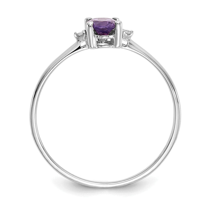 14k White Gold Diamond Amethyst Birthstone Ring